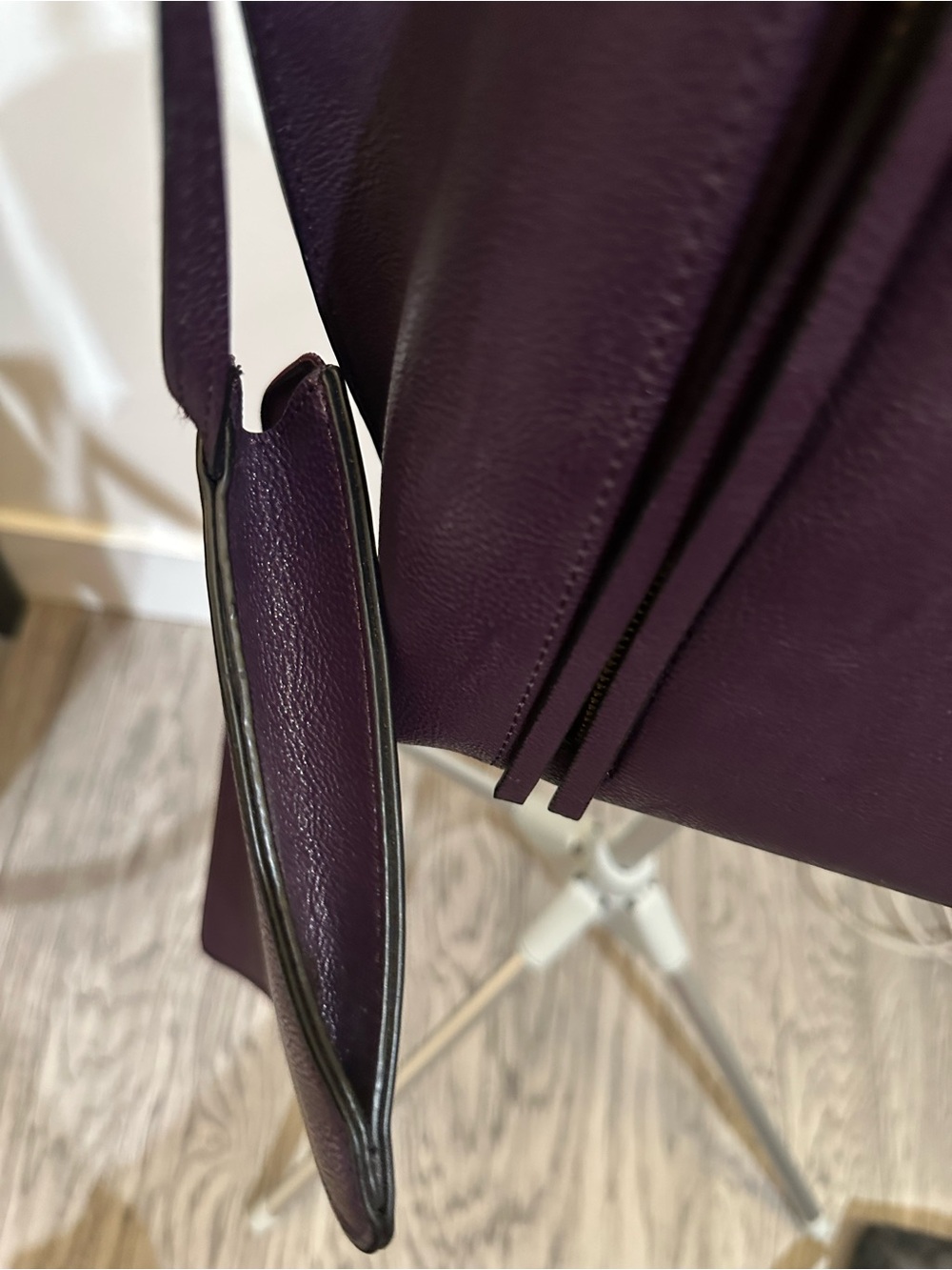 Calvin Klein Deep Purple Leather Tote with Gold Accents - Picture 14 of 15